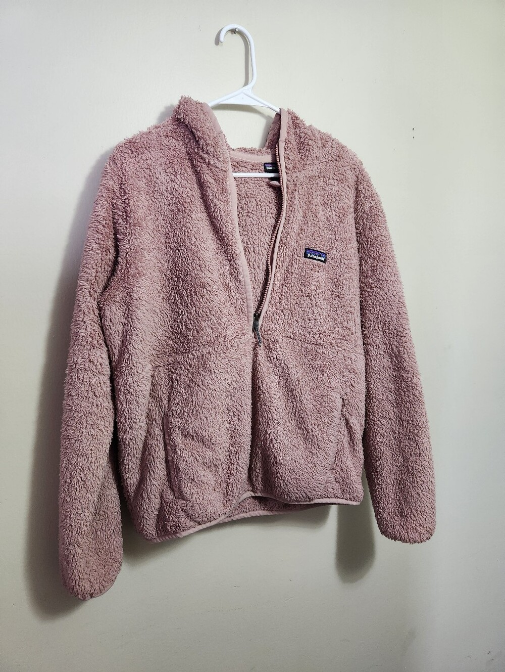 Patagonia Pink Plush Quarter-Zip Hoodie